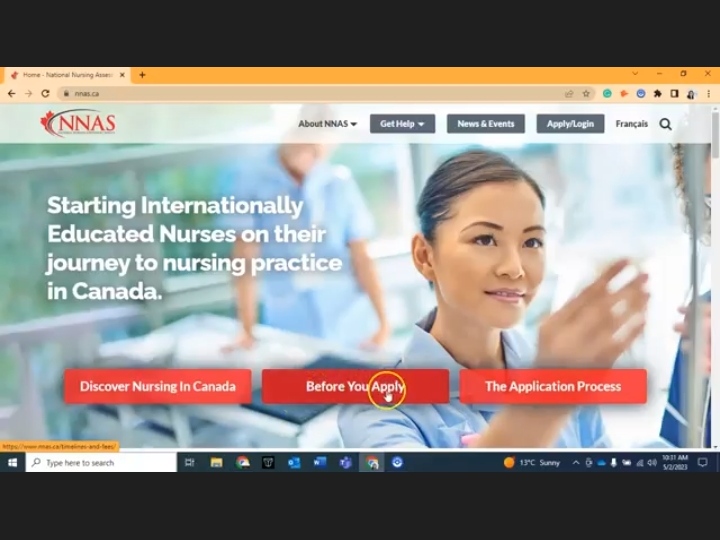 Homepage of the NNAS website