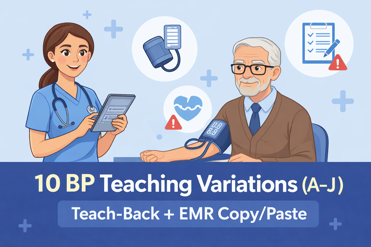 Blood Pressure Teaching Variations (A–J): 10 Home Health Teachings With Teach-Back + EMR Copy/Paste